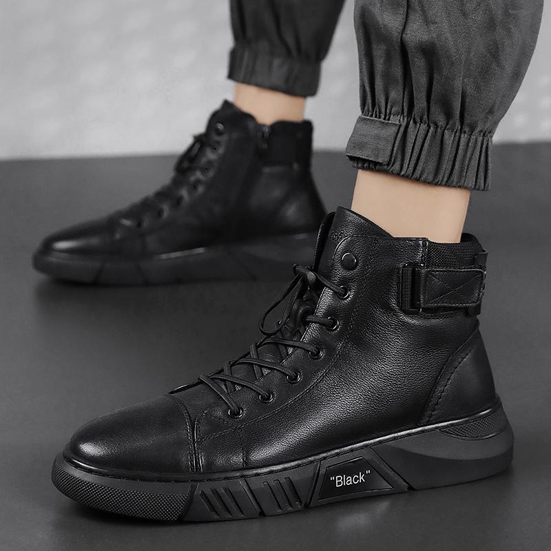 Men's Black High-Top Lace-Up Trainer - Corey