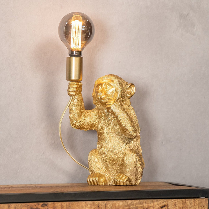 Luxus Arany Majom Asztali Lámpa - GoldenChimp