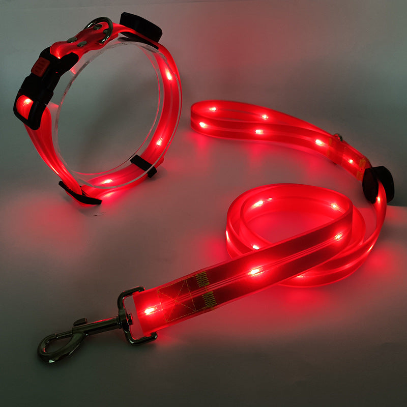 Világító LED Kutyanyakörv Pórázzal - NightBright