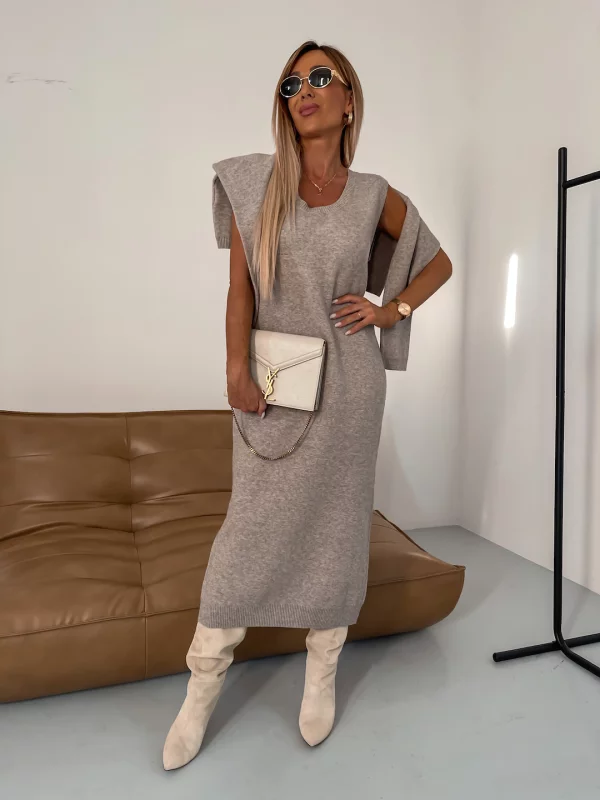 Női midikabát állógallérral és jersey részletekkel – Larissa