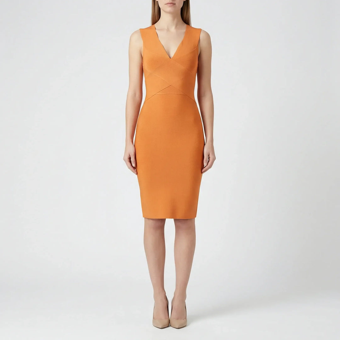 Off Shoulder V Ausschnitt Kleid - Jill