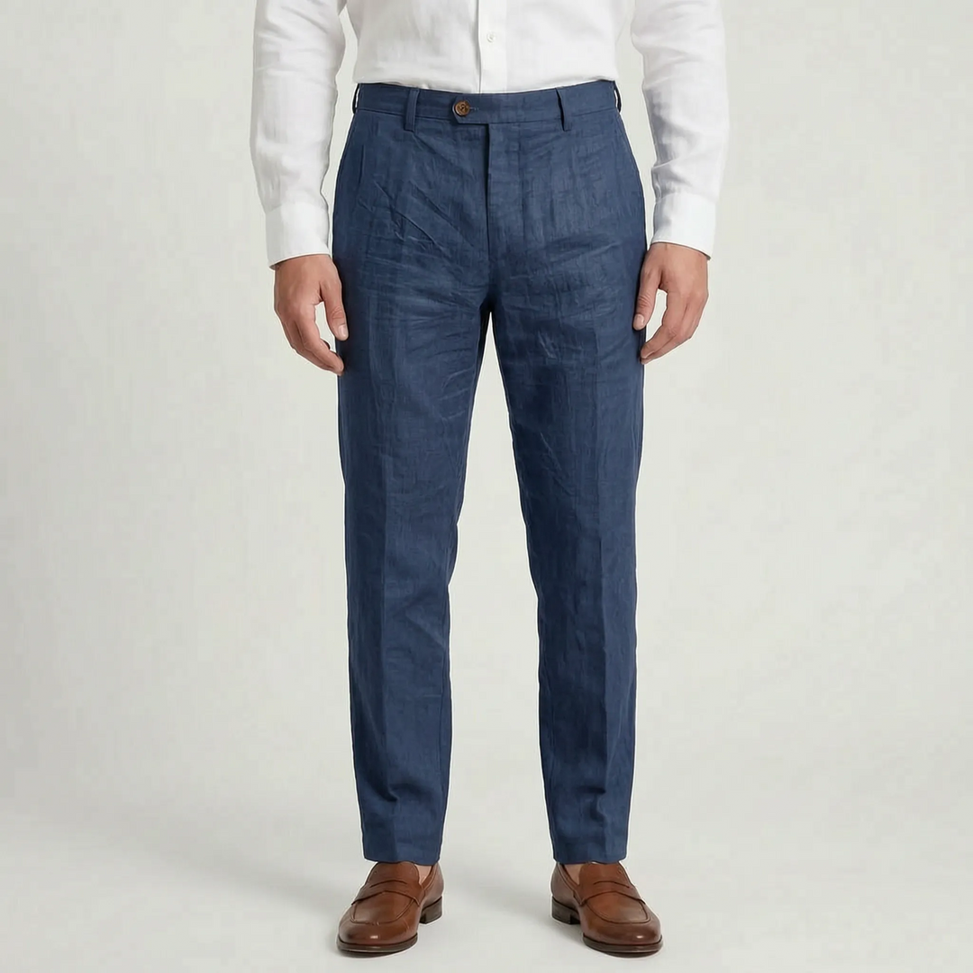 Office Wear Linen Blend Trousers -  Sheldon