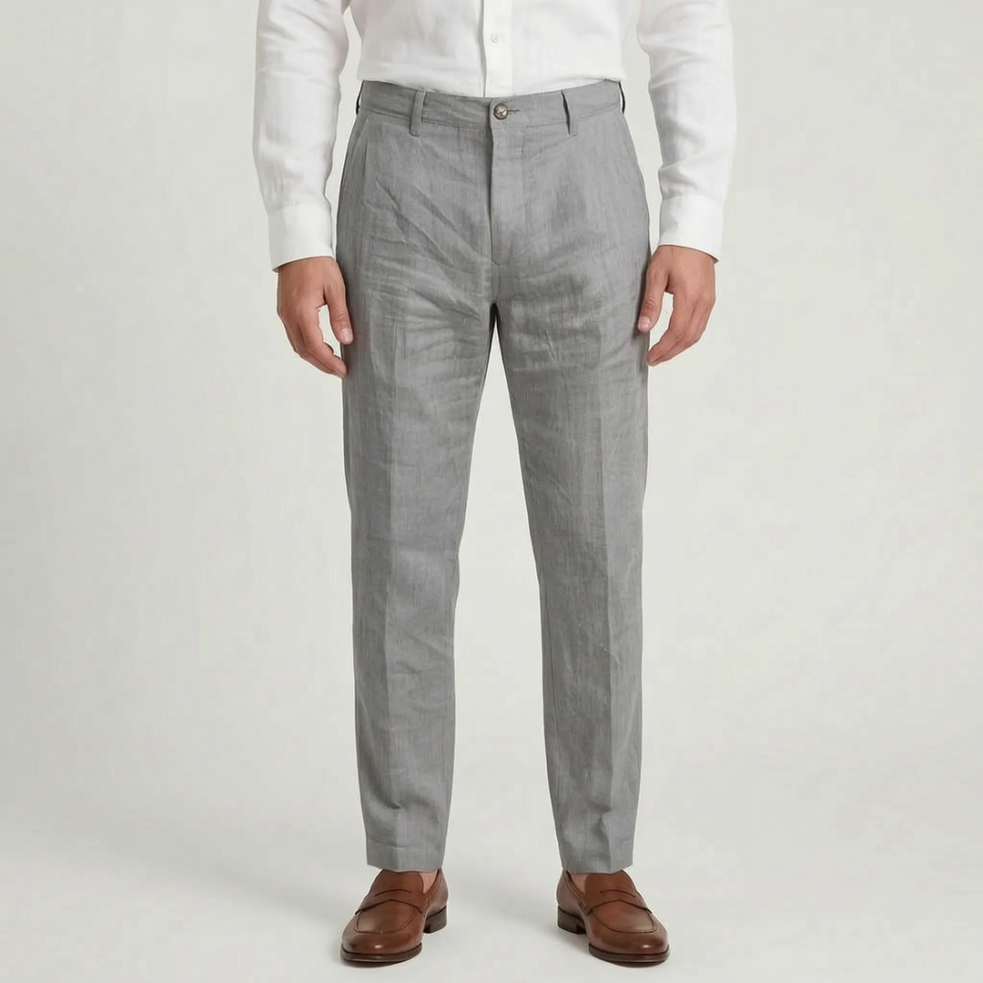 Office Wear Linen Blend Trousers -  Sheldon