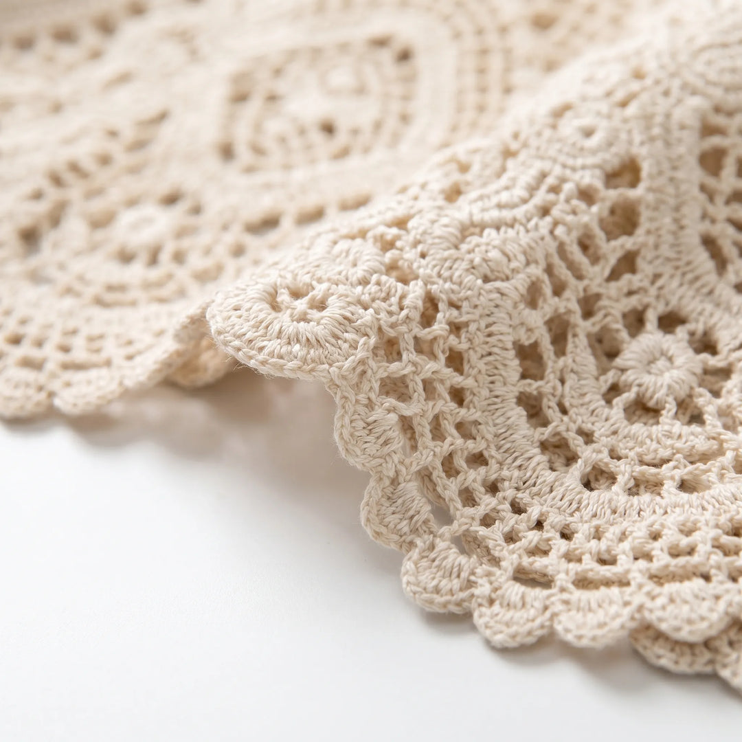 Open Front Crochet Style Cardigan -  Margie