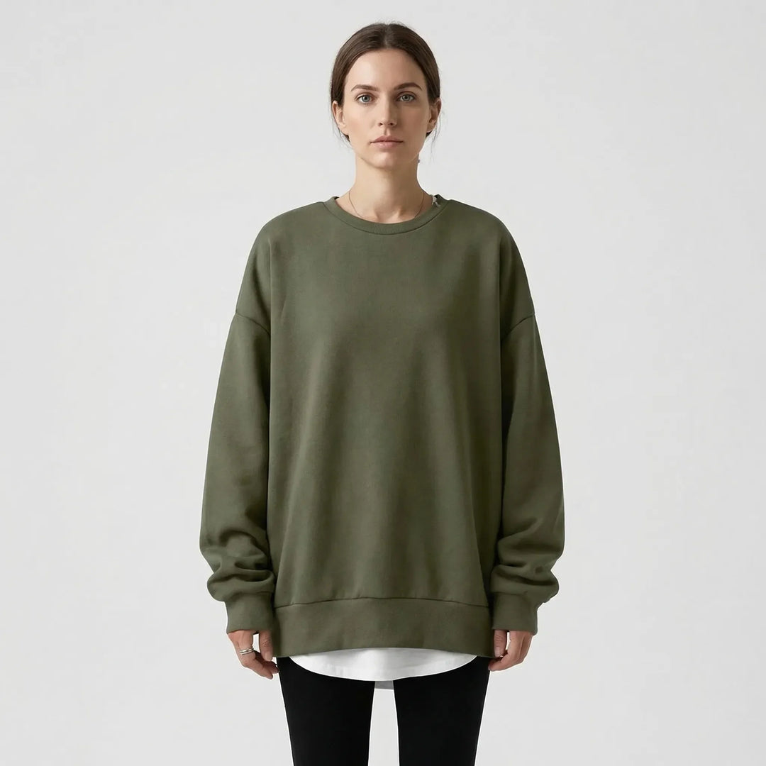 Oversized Crew Neck Jumper - Ruby