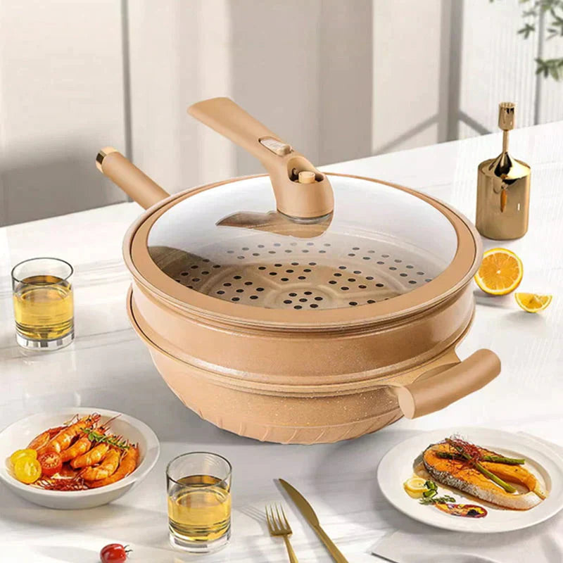 Többfunkciós Wok serpenyő tapadásmentes bevonattal - CookFlex