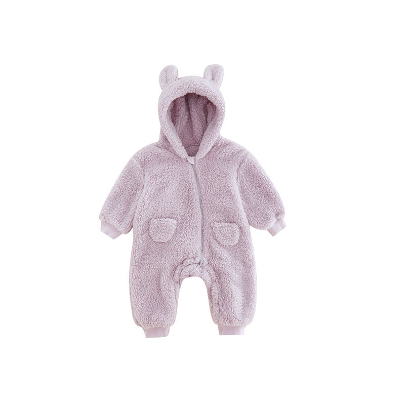 Meleg Baba Fleece Kezeslábas Állatmintával