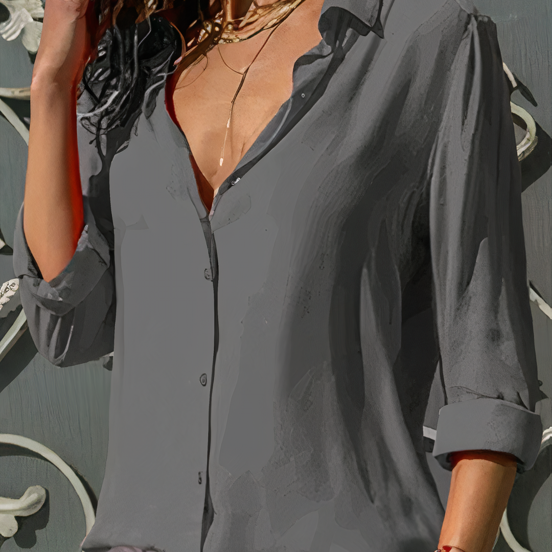 Folyékony anyagú ingblúz gombos pánttal – Selin