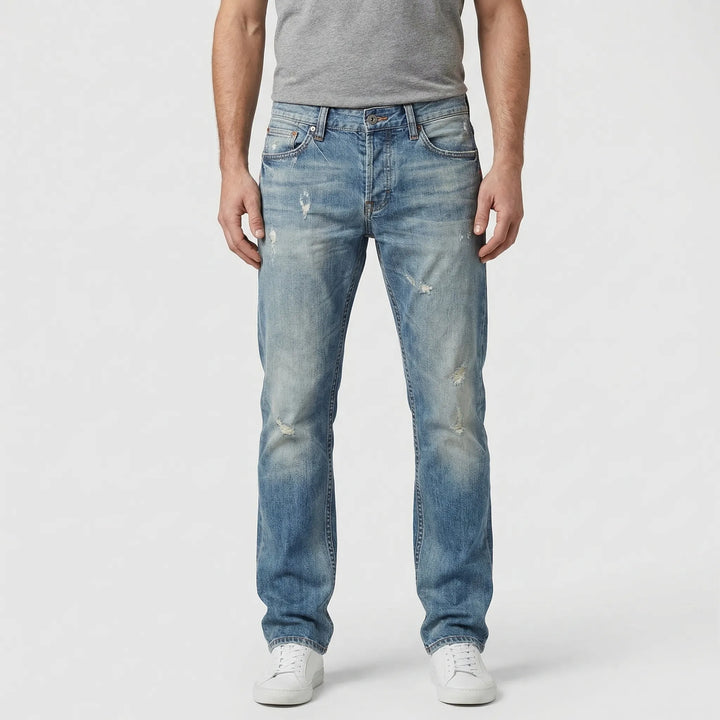 Rechte Herenjeans Met Gescheurde Details - Harold