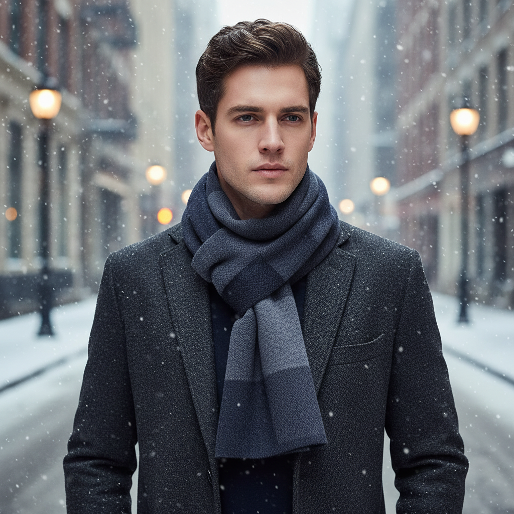 Reine Wolle Flauschiger Herrenschal - WrapNoble