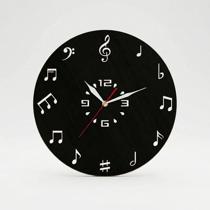 Runde Wanduhr Mit Notenmotiv - Melodiqueo