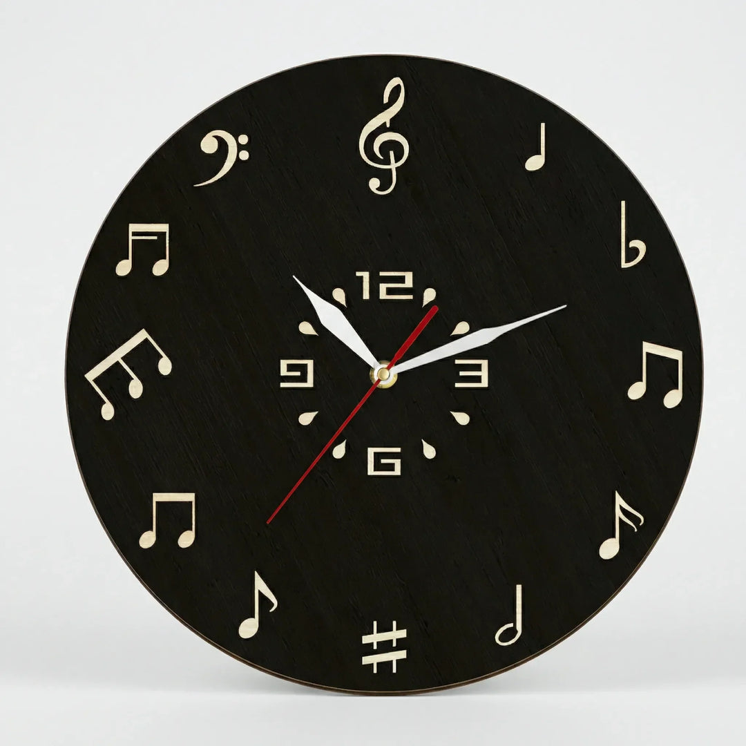 Runde Wanduhr Mit Notenmotiv - Melodiqueo