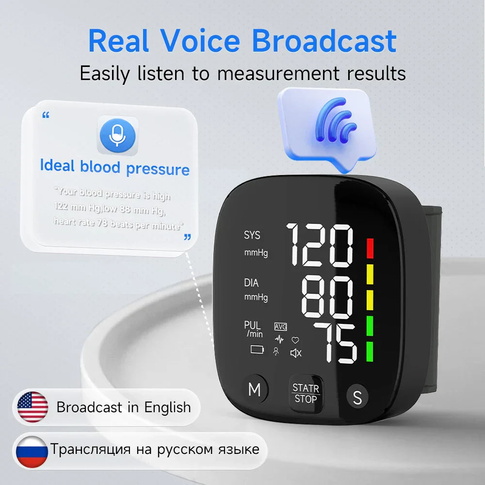 Újratölthető LED Karpereces Vérnyomásmérő Hangfunkcióval – HeartGuard
