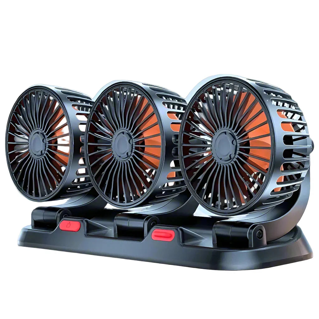 360° állítható 3-fejű autós ventilátor USB/12V/24V – AirFlow