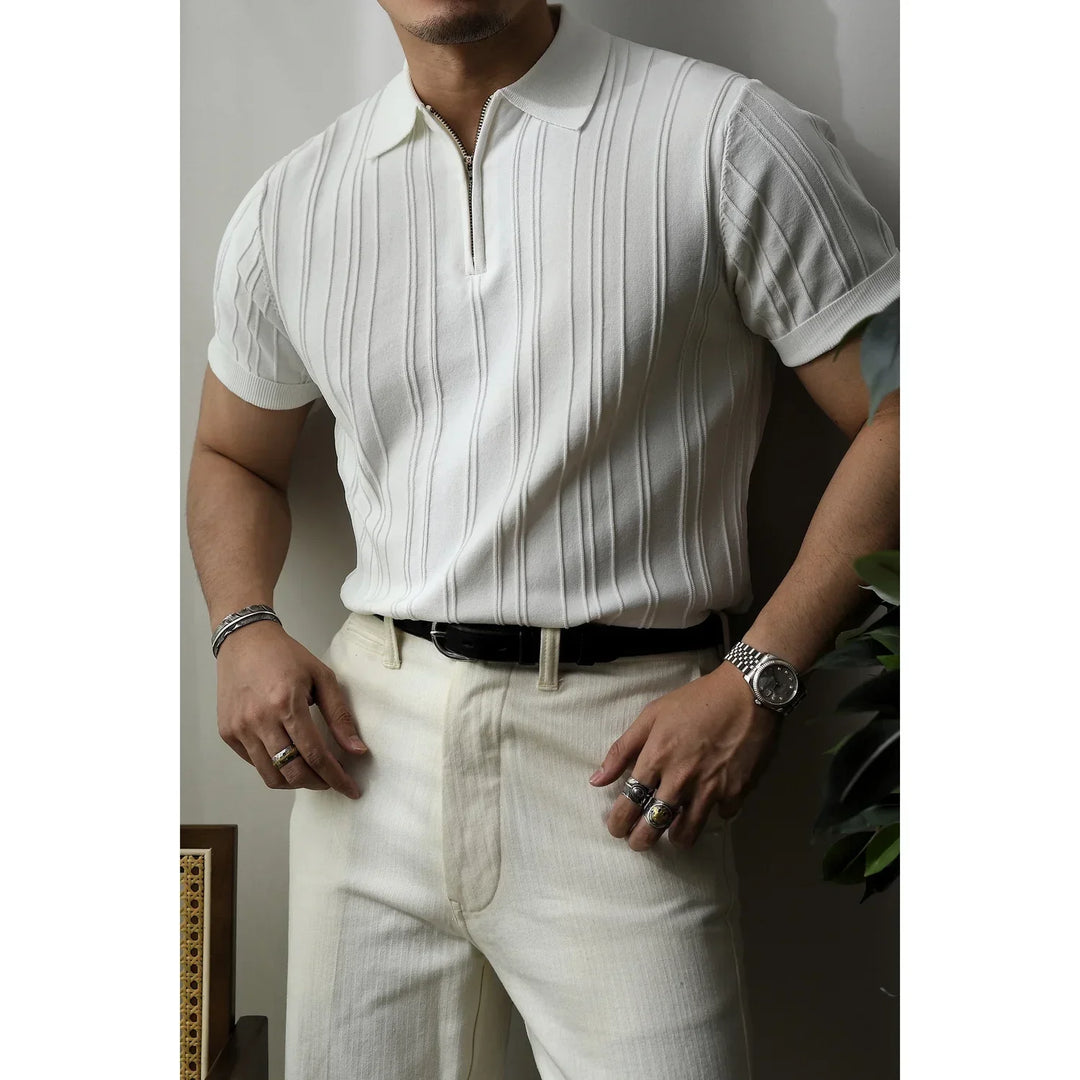 Slim Fit férfi póló nagy zipzárral – Fabrizio