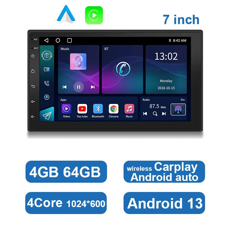 Univerzális Android autós lejátszó érintőképernyővel, GPS-szel és vezeték nélküli CarPlay-jel