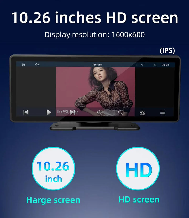 Univerzális 10,26 hüvelykes (26,06 cm) autós multimédia lejátszó vezeték nélküli CarPlay és Android Auto támogatással