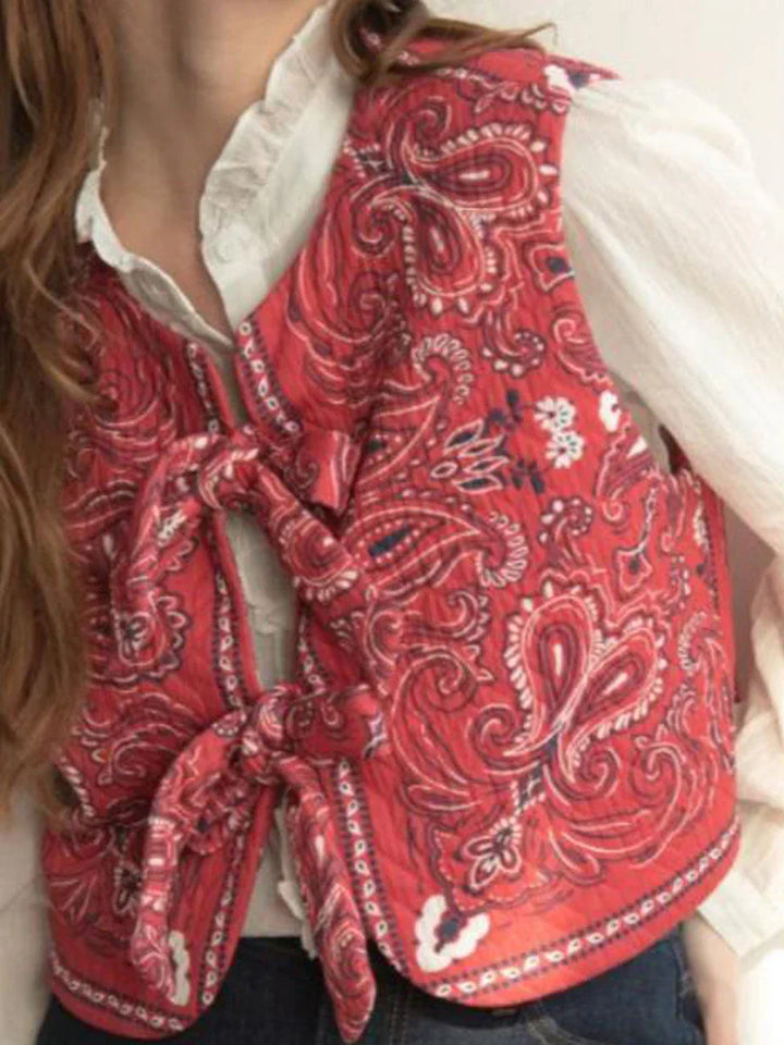 Y2K piros bandana fazonú megkötős crop top – Liora
