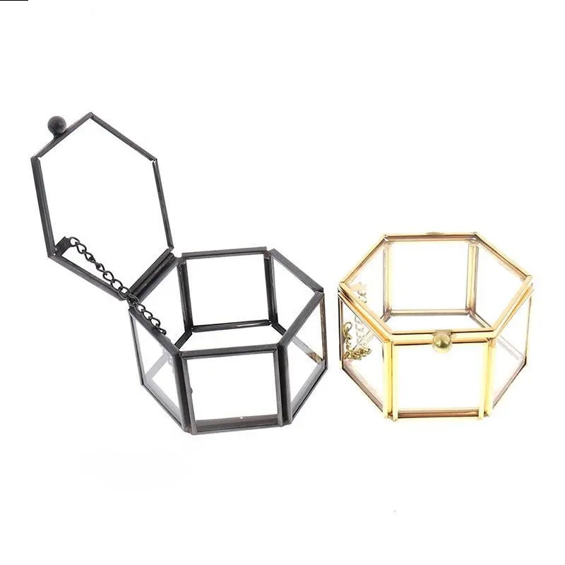 Geometriai Átlátszó Üveg Ékszerdoboz