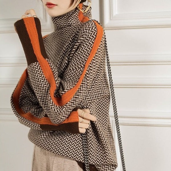 Stílusos Csíkos Női Pulóver - Lena