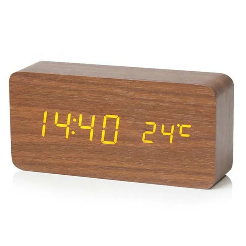 Digitális fa ébresztőóra LED kijelzővel – WoodSync