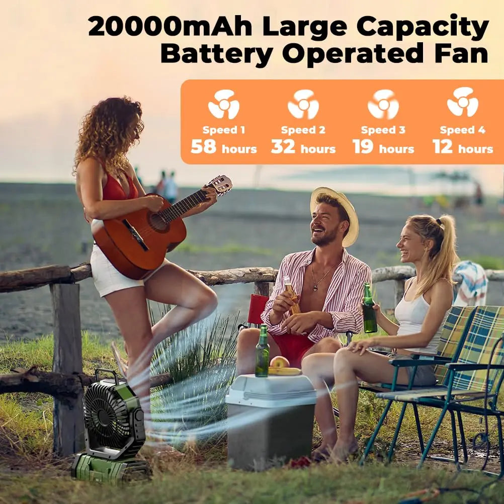 Kemping ventilátor 20,000mAh akkumulátorral, LED lámpával és távirányítóval – AirMate