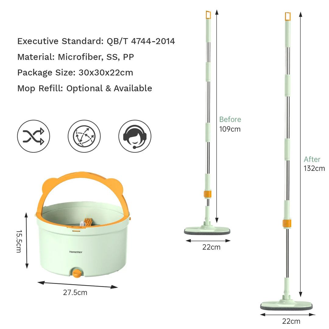 Öntisztító lapos mop vödörrel - SpinMop