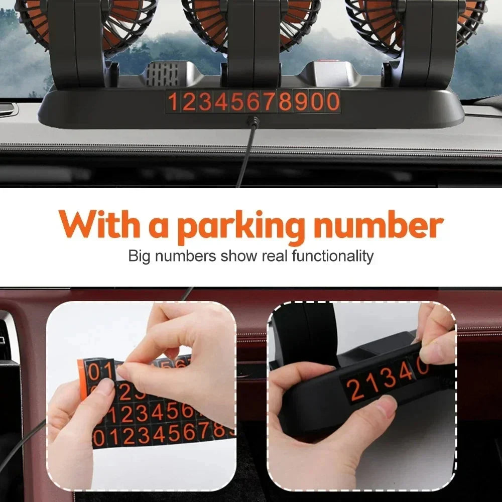 360° állítható 3-fejű autós ventilátor USB/12V/24V – AirFlow