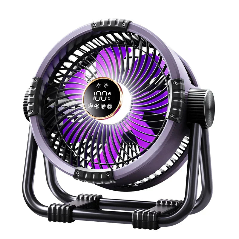 Kemping Ventilátor 20000mAh Akkumulátorral, LED Fénnyel és Távvezérléssel – WindMate