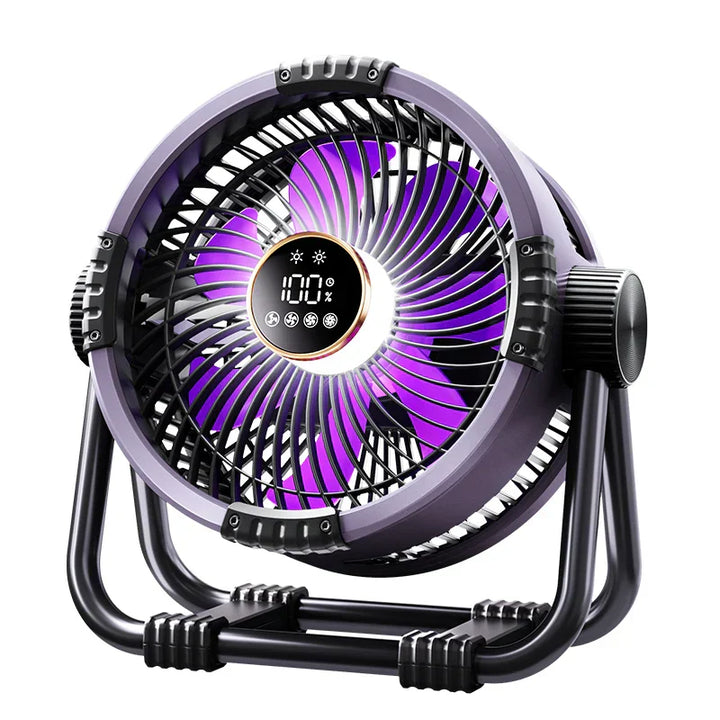 Kemping Ventilátor 20000mAh Akkumulátorral, LED Fénnyel és Távvezérléssel – WindMate