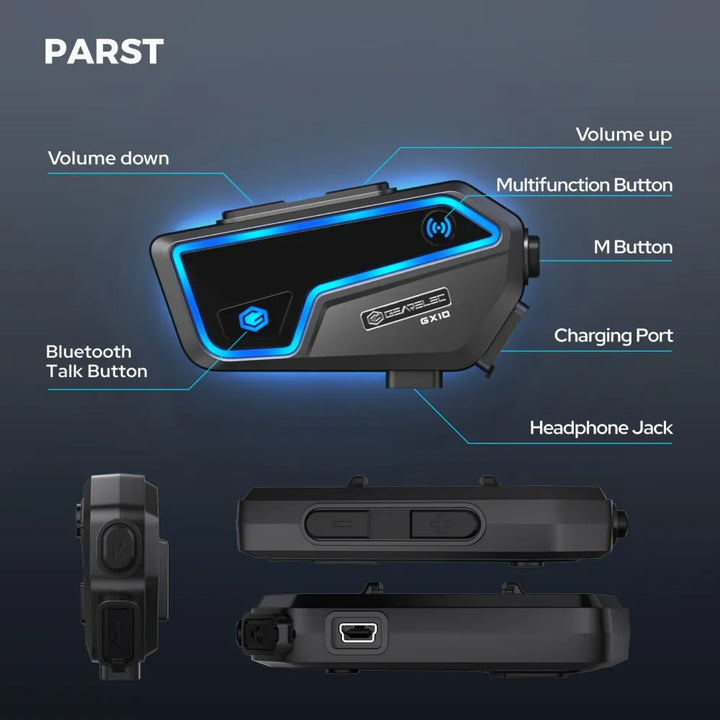 Bluetooth Motorkerékpár Intercom 10 Vezető & IP67 Vízhatlan – RideSync