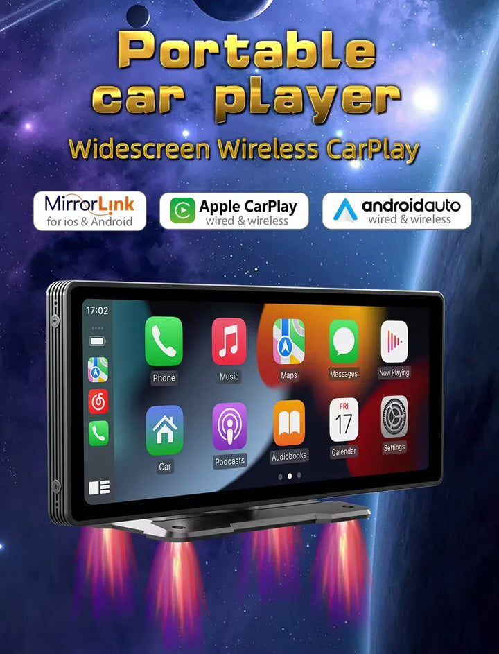 Univerzális 10,26 hüvelykes (26,06 cm) autós multimédia lejátszó vezeték nélküli CarPlay és Android Auto támogatással