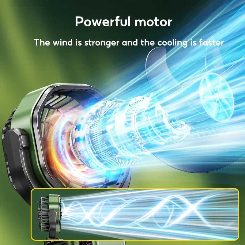 Napelemes kemping ventilátor 6000mAh akkumulátorral, LED fénnyel és 4 sebességes hűtéssel – SunBreeze