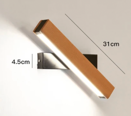 Bézs és fehér japán stílusú LED fali lámpa 31 cm-es változata fekete tartón, bekapcsolt LED-csíkkal.