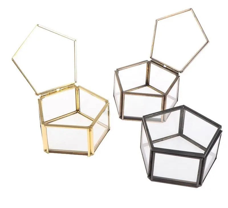Geometriai Átlátszó Üveg Ékszerdoboz