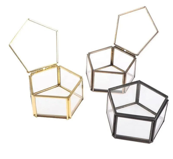 Geometriai Átlátszó Üveg Ékszerdoboz