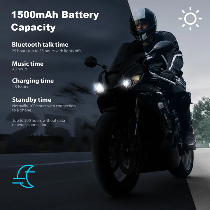 Bluetooth Motorkerékpár Intercom 10 Vezető & IP67 Vízhatlan – RideSync