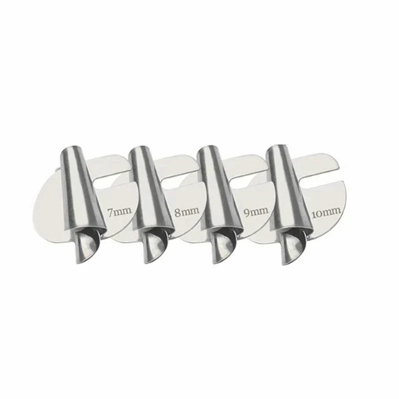 Hem Master Pro készlet varrószegélyvezető készlet, négy fém alkatrész 7, 8, 9 és 10 mm-es jelöléssel