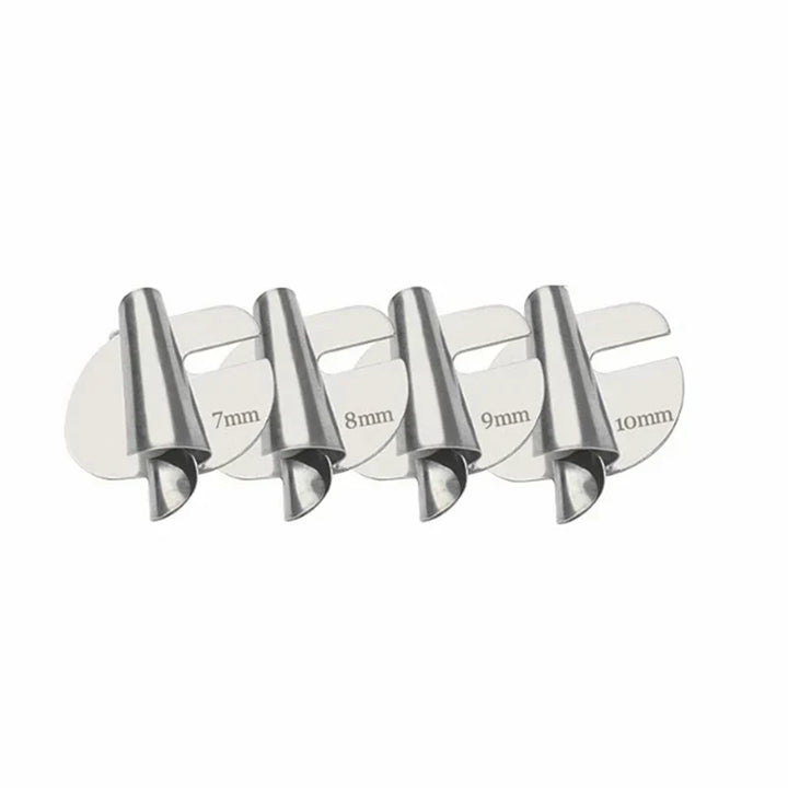 Hem Master Pro készlet varrószegélyvezető készlet, négy fém alkatrész 7, 8, 9 és 10 mm-es jelöléssel