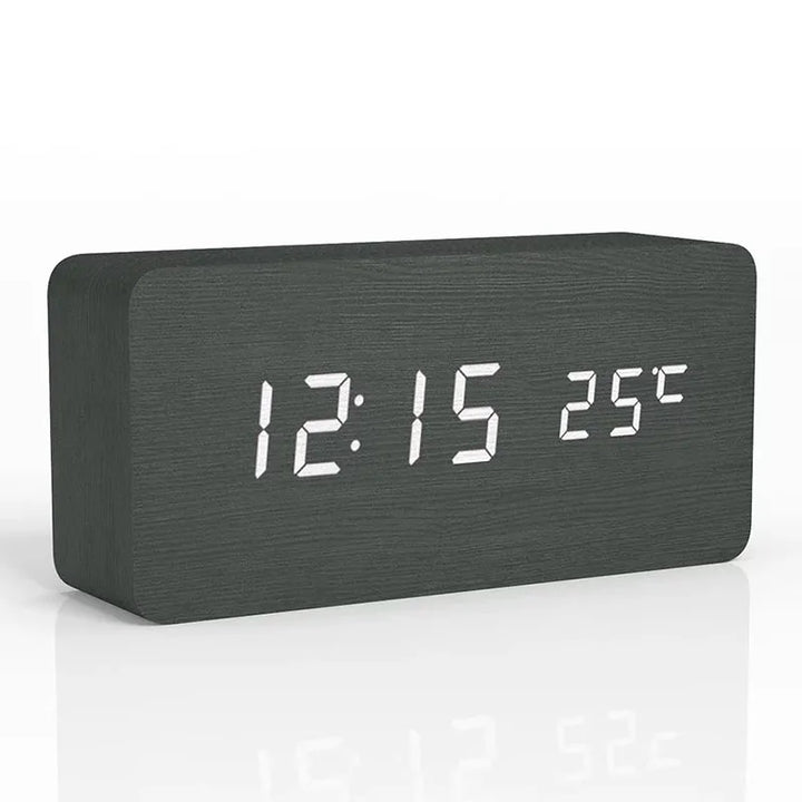 Digitális fa ébresztőóra LED kijelzővel – WoodSync