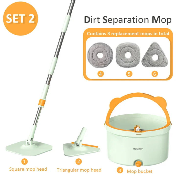 Öntisztító lapos mop vödörrel - SpinMop