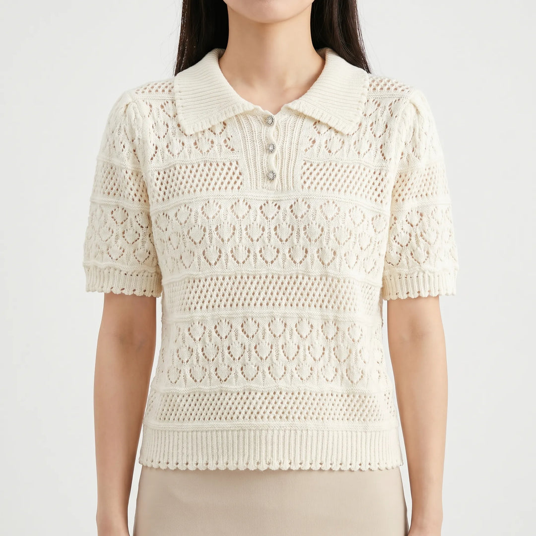 Short Sleeve Knitted Blouse -  Marjorie