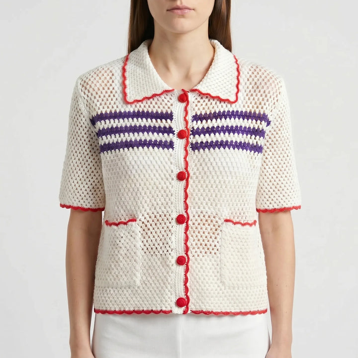 Short Sleeve Knitted Cardigan -  Penny