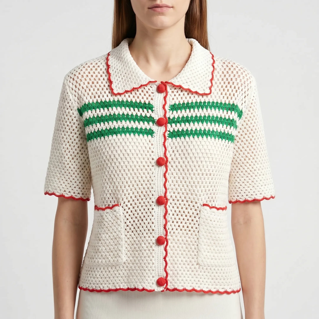 Short Sleeve Knitted Cardigan -  Penny