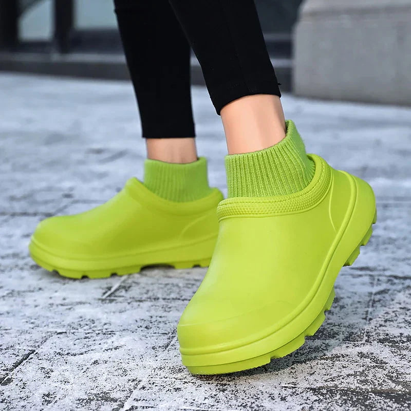 Slip-On Clog With Knitted Ankle Cuff - Madeline
