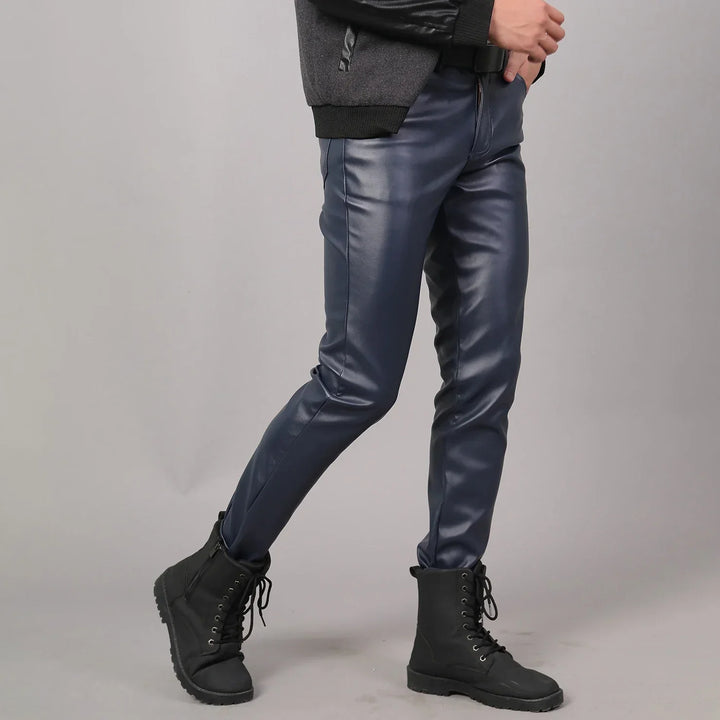 Slim Fit Rugalmas Bőr Nadrág Férfiaknak - Lars