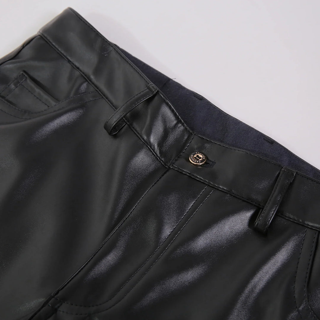 Slim Fit Rugalmas Bőr Nadrág Férfiaknak - Lars