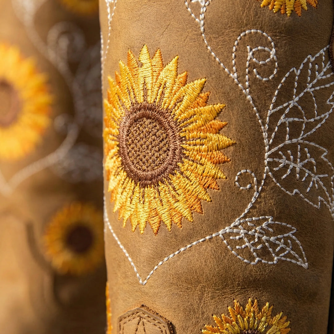Sunflower Embroidered Western Cowboy Boot - Yvette