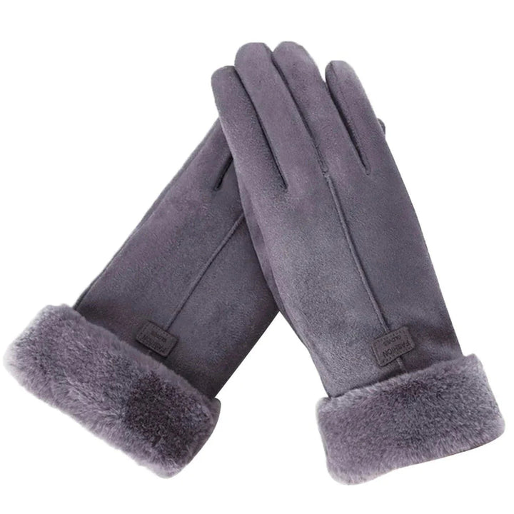Touchscreen-Compatible Winter Gloves With Plush Trim - Debra