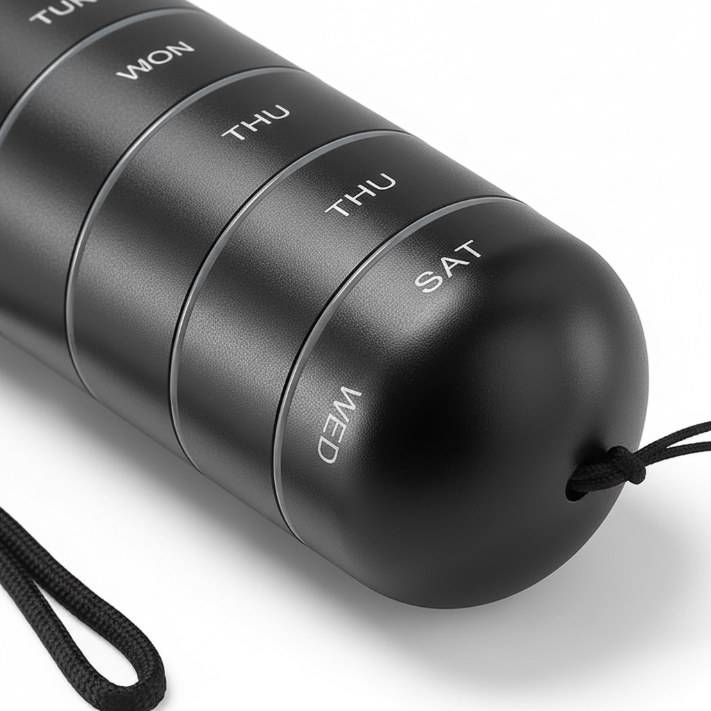 Tragbare Aluminium Tablettenbox - PillTower